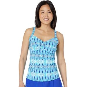 L.L. Bean Women’s Teal and Blue Bathing Suit Tankini Swim Top